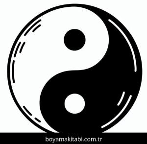 Yin Yang boyama sayfası – boyama etkinliği, çocuk aktivitesi