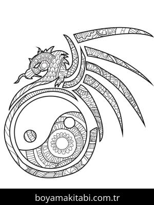 Yin Yang boyama sayfası – sevimli karakter, sanatsal çalışma