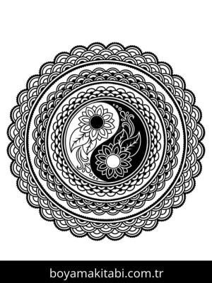 Yin Yang boyama sayfası – evde etkinlik, ücretsiz yazdır
