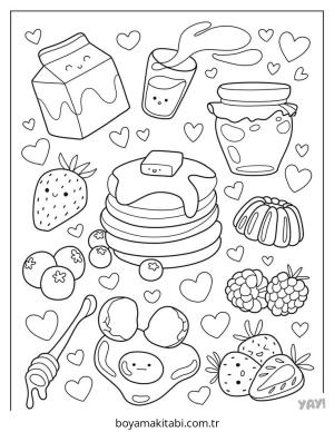 Yiyecekler boyama sayfası – çocuklar için, çizgi film temalı