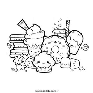 Yiyecekler boyama sayfası – sanatsal çalışma, çocuklar için