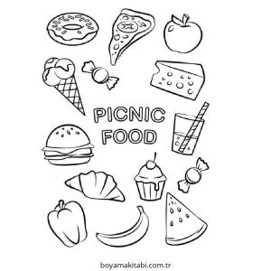 Yiyecekler boyama sayfası – yaratıcılığı geliştirir, keyifli zaman