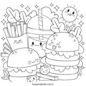 Yiyecekler boyama sayfası – boyama çalışması, yaratıcılığı geliştirir
