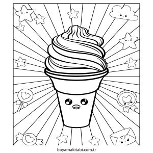 Yiyecekler boyama sayfası – sevimli karakter, sanatsal çalışma