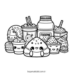 Yiyecekler boyama sayfası – okul öncesi, evde etkinlik
