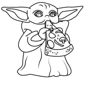 Yoda boyama sayfası,  coloring page, Pizza Yiyen Bebek Yoda, 