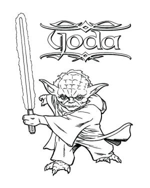 Yoda boyama sayfası,  coloring page, Işın Kılıcı ile Usta Yoda, 