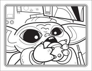 Yoda boyama sayfası,  coloring page, Bebek Yoda Yeme, 