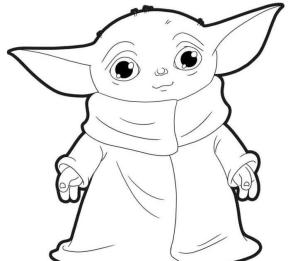 Yoda boyama sayfası,  coloring page, Bebek Yoda Gülümseyen, 