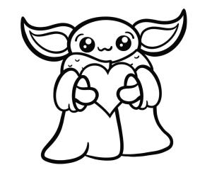 Yoda boyama sayfası,  coloring page, Kalpli Bebek Yoda, 