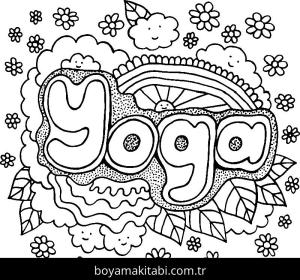 Yoga boyama sayfası,  coloring page, , Yoga Lettering
