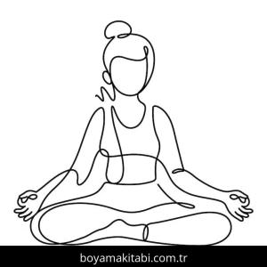 Yoga boyama sayfası,  coloring page, , Continuous Line Drawing Woman Lotus Pose Yoga Vector
