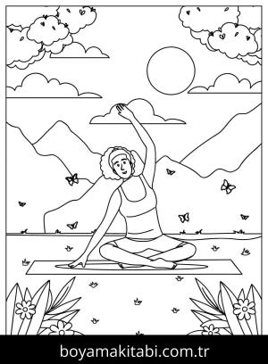 Yoga boyama sayfası,  coloring page, , Girl Practicing Yoga With Nature