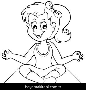 Yoga boyama sayfası,  coloring page, , Happy Yoga Girl