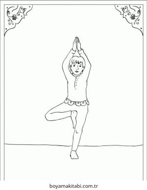 Yoga boyama sayfası – çocuk aktivitesi, PDF indir