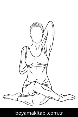Yoga boyama sayfası,  coloring page, , Women Yoga Pose Meditation Relaxing Line Art