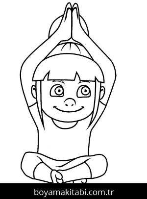 Yoga boyama sayfası,  coloring page, , Little Girl Doing Yoga