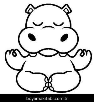 Yoga boyama sayfası,  coloring page, , Cute Hippo Yoga