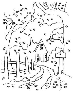 Yol boyama sayfası,  coloring page, Sonbahar Kır Yolu, 