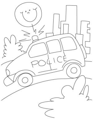 Yol boyama sayfası,  coloring page, Otoyolda Polis Benzinli Araba, 