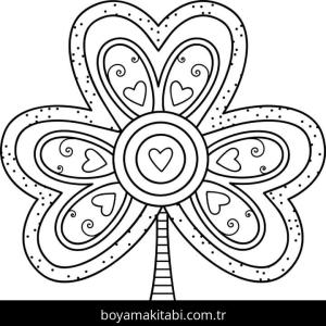 Yonca Yaprağı boyama sayfası – çocuk aktivitesi, PDF indir