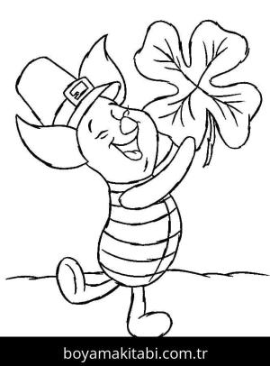 Yonca Yaprağı boyama sayfası – PDF indir, sevimli karakter