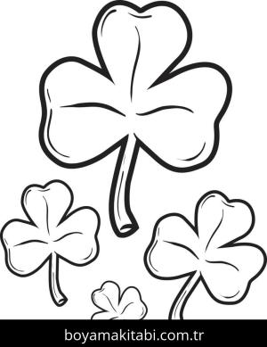 Yonca Yaprağı boyama sayfası – basit çizim, kolay boyama