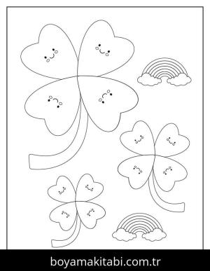 Yonca Yaprağı boyama sayfası – çocuk aktivitesi, PDF indir