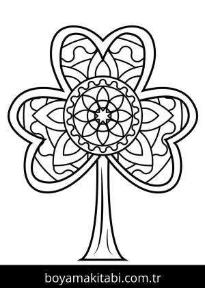 Yonca Yaprağı boyama sayfası – el becerilerini geliştirir, boyama çalışması