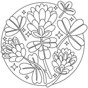 Yonca boyama sayfası,  coloring page, Yonca Içinde Daire, 