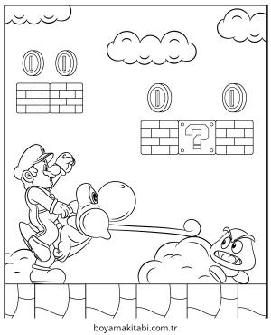 Yoshi boyama sayfası – PDF indir, sevimli karakter