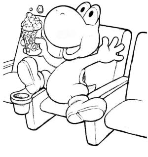 Yoshi boyama sayfası,  coloring page, Yoshi Film Izliyor, 