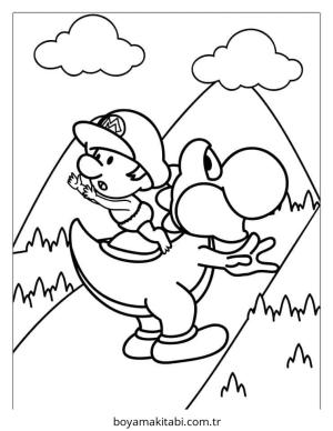 Yoshi boyama sayfası – kolay boyama, eğitici aktivite