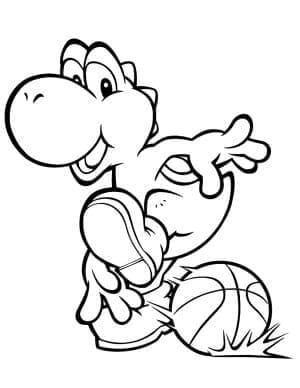 Yoshi boyama sayfası,  coloring page, Yoshi Basketbol Oynuyor, 