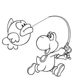 Yoshi boyama sayfası,  coloring page, Yoshi Balıkçılık, 