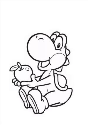 Yoshi boyama sayfası,  coloring page, Bir Elma ile Yoshi, 