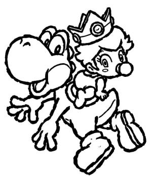 Yoshi boyama sayfası,  coloring page, Yoshi Ve Bebek Prenses şeftali, 