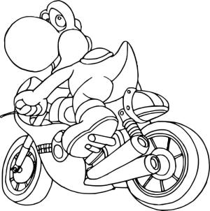 Yoshi boyama sayfası,  coloring page, Motosikletli Yoshi, 