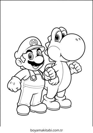 Yoshi boyama sayfası – renkli çizimler, okul öncesi