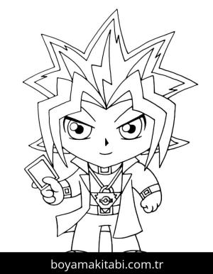 Yu Gi Oh boyama sayfası – çizgi film temalı, basit çizim