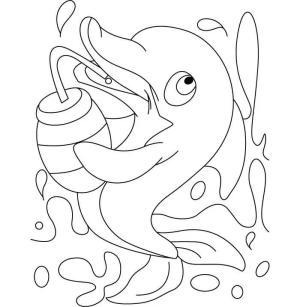 Yunus boyama sayfası, Dolphins coloring page, Yunuslar su Içer, 