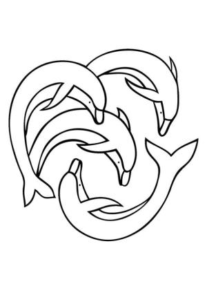 Yunus boyama sayfası, Dolphins coloring page, Dört Yunus Yetişkinler Içindir, 