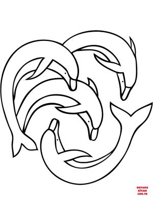 Yunus boyama sayfası, Dolphins coloring page, , dolphins four dolphi