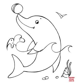 Yunus boyama sayfası, Dolphins coloring page, , dolphins dolphin with the ba