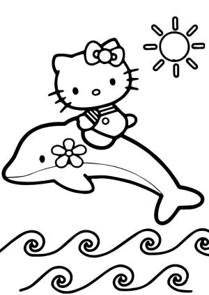 Yunus boyama sayfası, Dolphins coloring page, Hello Kitty Sürme Yunus, 