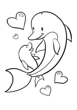 Yunus boyama sayfası, Dolphins coloring page, Anne Yunus ve Yürekleri Bebek Yunus, 