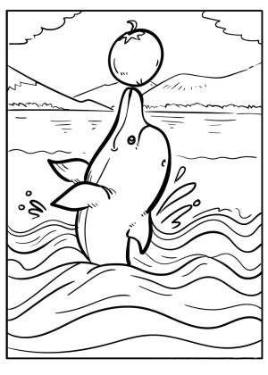 Yunus boyama sayfası, Dolphins coloring page, Domatesli Yunus, 