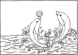 Yunus boyama sayfası, Dolphins coloring page, Zıplayan iki Yunus, 