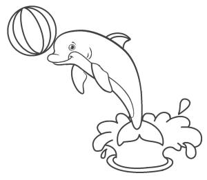 Yunus boyama sayfası, Dolphins coloring page, Top ile Yunus, 