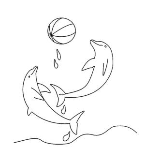 Yunus boyama sayfası, Dolphins coloring page, Toplu İki Yunus, 